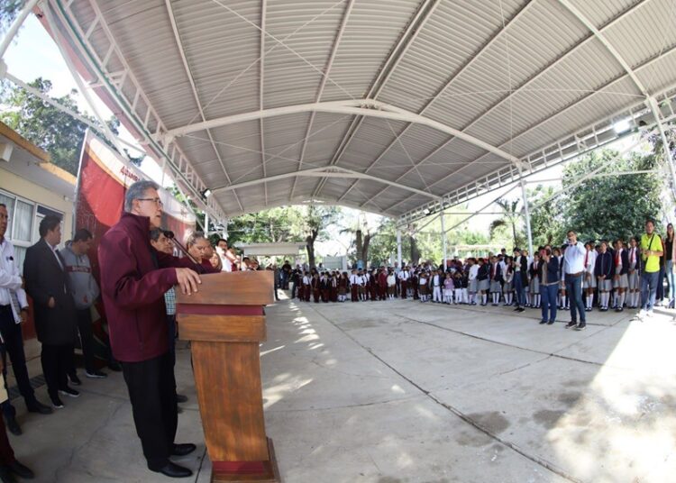 Entrega AMM nueva techumbre en primaria del Ejido El Fuerte