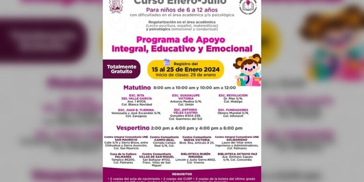 Iniciarán inscripciones para clases de apoyo integral educativo del Gobierno de NLD