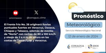 Pronóstico del Tiempo del 12 de enero de 2024