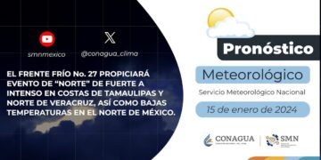 Pronóstico del Tiempo del 15 de enero de 2024