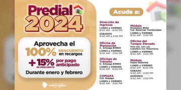 Continúan en febrero descuentos al impuesto predial