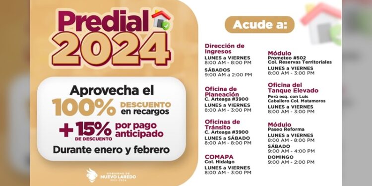 Continúan en febrero descuentos al impuesto predial