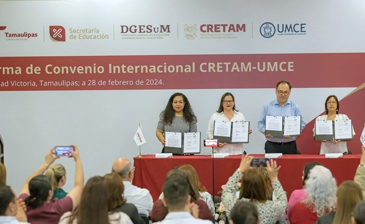 Firma de convenio internacional entre UMCE de Chile y CRETAM