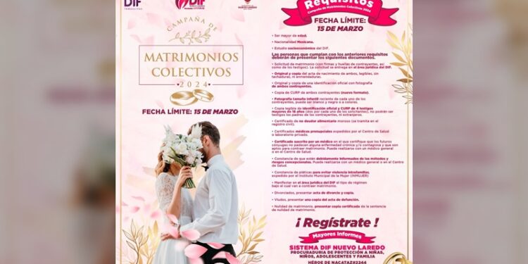 Mantiene Sistema DIF NLD campaña de matrimonios colectivos