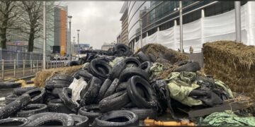 Decenas de tractores en el centro de Bruselas