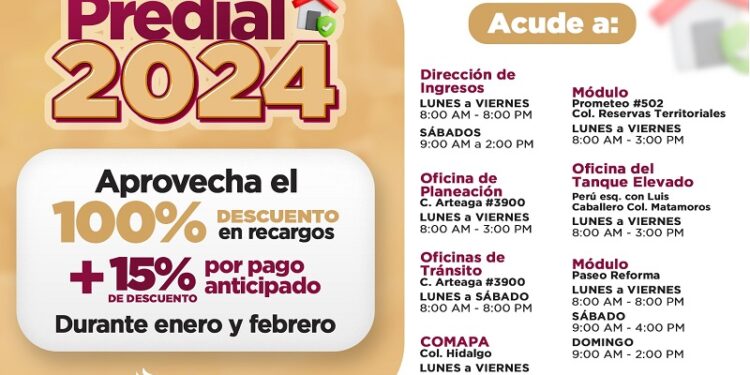 En Nuevo Laredo, febrero es mes de descuentos en el pago del impuesto predial