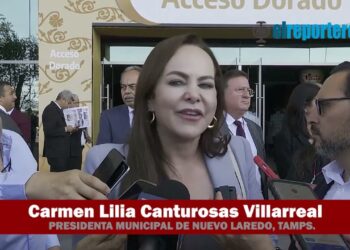 Alcaldesa de NLD, Carmen Lilia Canturosas, al término del Informe del Gobernador de Tamaulipas