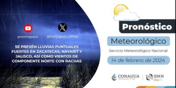 #PronósticodelTiempo para hoy Miércoles 14 de febrero de 2024