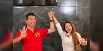 Candidatos del PT al Senado por Tamaulipas, Francisco Chavira y Cendy Robles en NLD
