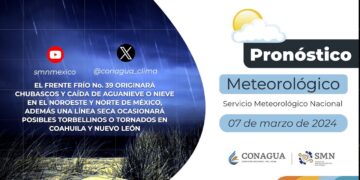 #PronósticodelTiempo para hoy Jueves 07 de marzo de 2024