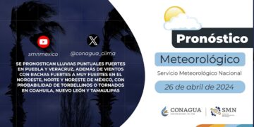 #PronósticodelTiempo para hoy Viernes 26 de abril de 2024