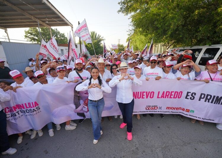 Recorre Carmen Lilia Canturosas junto a Cristabell Zamora y grupo de priístas Colonia Hidalgo