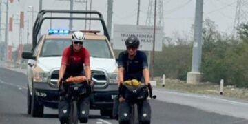 Ciclistas alemanas agradecen apoyo de la Guardia Estatal en Tamaulipas