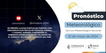 #PronósticodelTiempo para hoy Domingo 12 de mayo de 2024