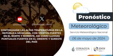 #PronósticodelTiempo para hoy Lunes 06 de mayo de 2024