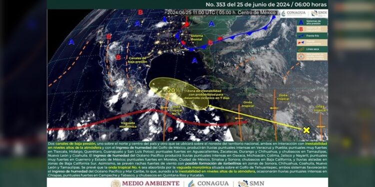 Canales de baja presión traen más lluvias y chubascos para Tamaulipas