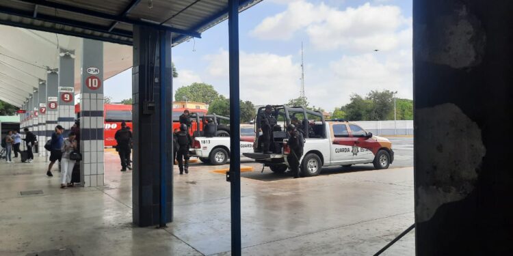 Guardia Estatal inhibe delitos en Central de Autobuses de Matamoros