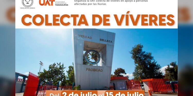 Organiza la UAT colecta de víveres en apoyo a personas afectadas por las lluvias