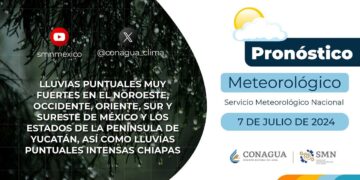#PronósticodelTiempo para hoy Domingo 07 de julio de 2024