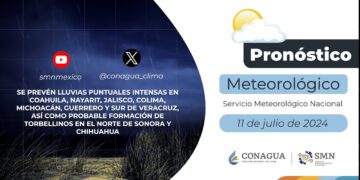 #PronósticodelTiempo para hoy Jueves 11 de julio de 2024