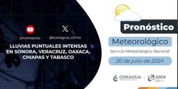 #PronósticodelTiempo para hoy Sábado 20 de julio de 2024