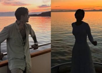Christian Nodal y Ángela Aguilar presumen beso frente al mar en su luna de miel