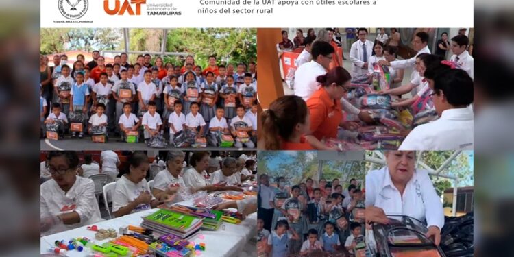 Comunidad de la UAT apoya con útiles escolares a niños del sector rural