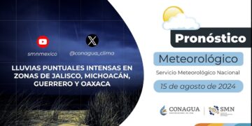 #PronósticodelTiempo para hoy Jueves 15 de agosto de 2024