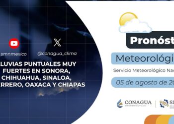 #PronósticodelTiempo para hoy Lunes 05 de agosto de 2024