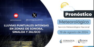 #PronósticodelTiempo para hoy Lunes 19 de agosto de 2024
