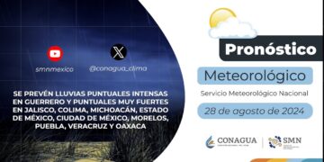#PronósticodelTiempo para hoy Miércoles 28 de agosto de 2024