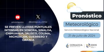#PronósticodelTiempo para hoy Miércoles 31 de julio de 2024