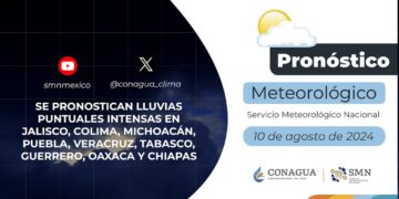 #PronósticodelTiempo para hoy Sábado 10 de agosto de 2024