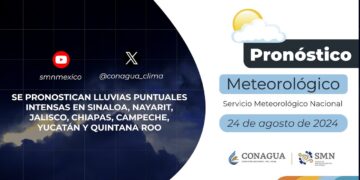 #PronósticodelTiempo para hoy Sábado 24 de agosto de 2024
