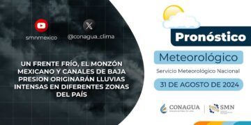 #PronósticodelTiempo para hoy Sábado 31 de agosto de 2024