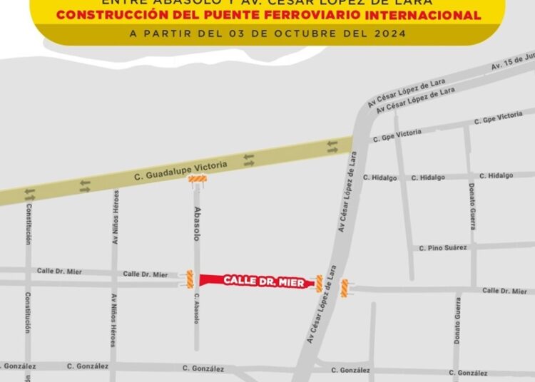 Cierran vialidades por trabajos en el segundo puente del ferrocarril