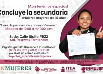 Mantiene INMUJER convocatoria abierta de educación secundaria para mujeres mayores de 15 años