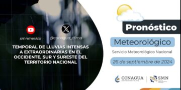 #PronósticodelTiempo para hoy Jueves 26 de septiembre de 2024