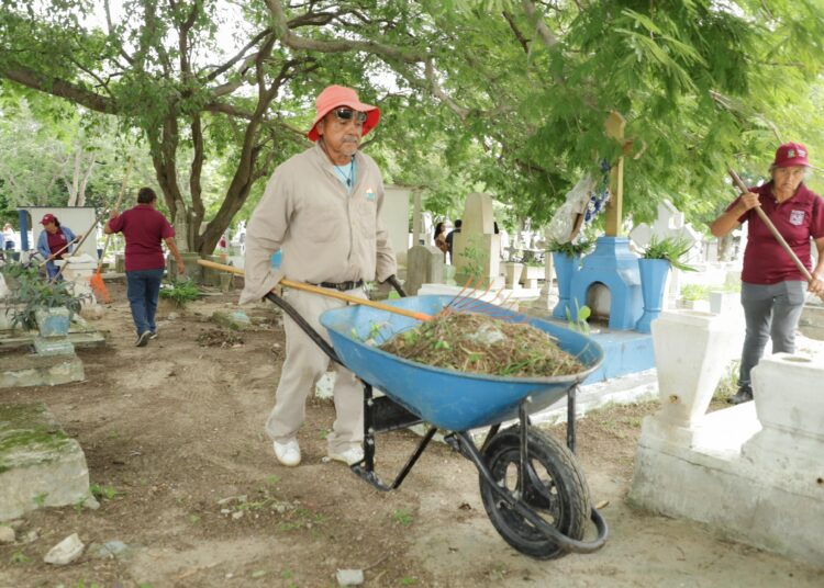 Mónica encabeza jornada de limpieza en el panteon