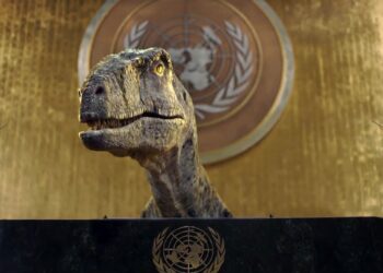 Dinosaurio en la Asamblea General de la ONU 2021
