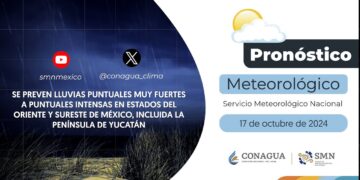 #PronósticodelTiempo para hoy Jueves 17 de octubre de 2024