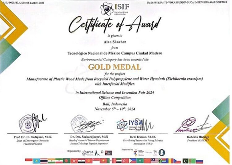 Gana tamaulipeco medalla de oro en Feria Internacional de Ciencia e Invención