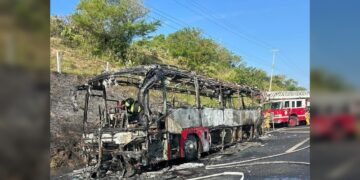 Incendió autobús turístico procedente de Tamaulipas, en autopista Veracruz-Cardel