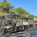 Incendió autobús turístico procedente de Tamaulipas, en autopista Veracruz-Cardel