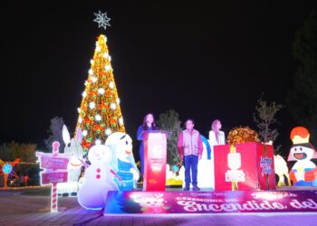 Encienden árbol de navidad en Viveros Mágico de NLD