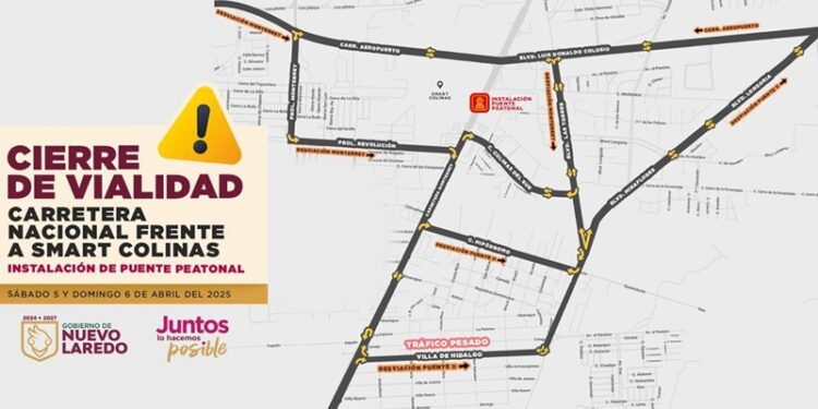 Cerrarán tramo de Carretera Nacional por instalación de puente peatonal
