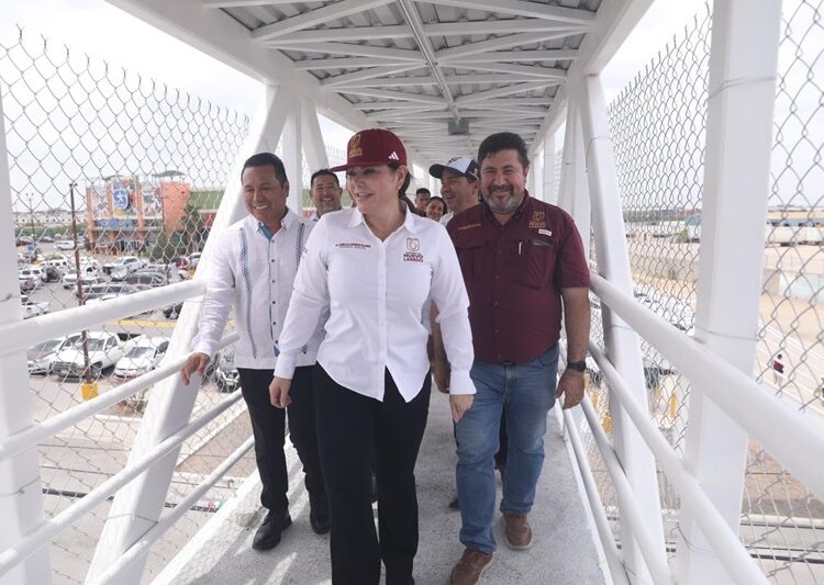 Inaugura Carmen Lilia Canturosas puente peatonal en Colinas del Sur