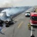 ¡Incendio en carretera causa accidente múltiple!