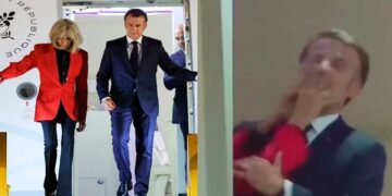 Esposa de Emmanuel Macron le da manotazo en el rostro