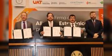 Rector de la UAT formaliza alianzas para impulsar certificaciones internacionales